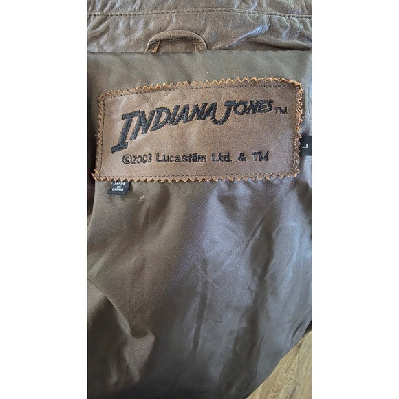 Indiana Jones Other - Indiana Jones Lucasfilm Mens Brown Leather Jacket Large Distressed Flight Coat